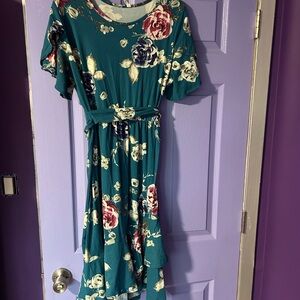 Pink blush xl maternity dress blue floral print